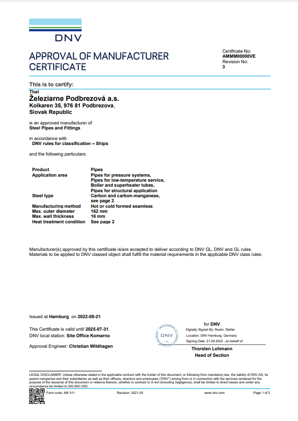 DNV.GL certifikát